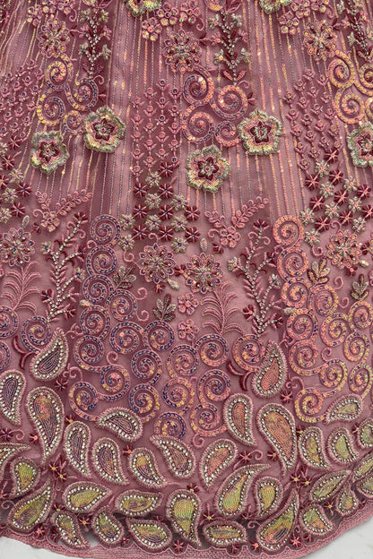 Pink Net Lehenga Choli - SFANJ3130