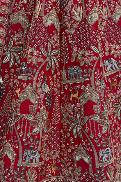Red Bridal Silk Lehenga Choli  SFANJ3131