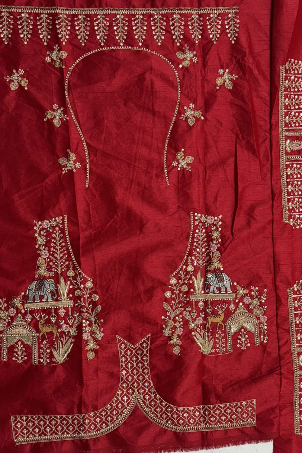 Red Bridal Silk Lehenga Choli  SFANJ3131