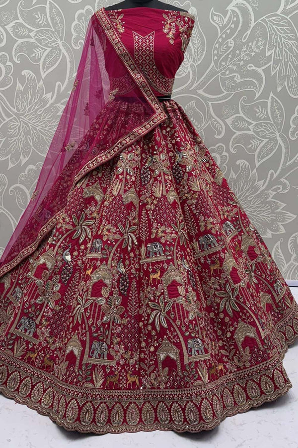 Pink Silk Lehenga Choli - SFANJ3132