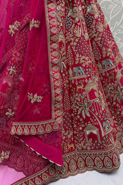 Pink Silk Lehenga Choli - SFANJ3132