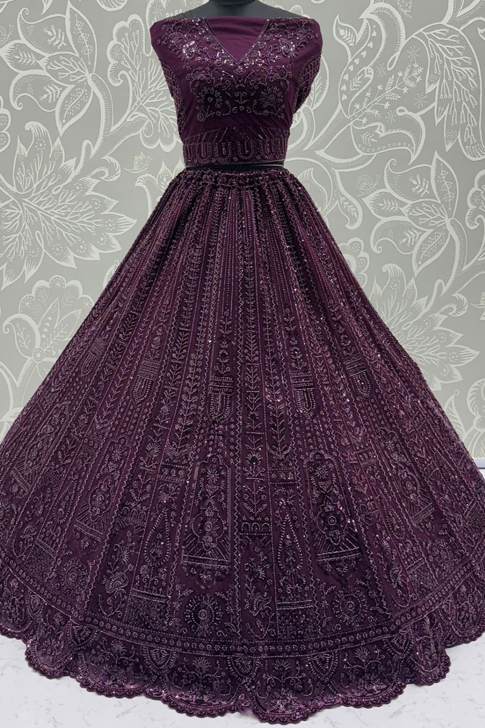 Purple Net Lehenga Choli - SFANJ3133