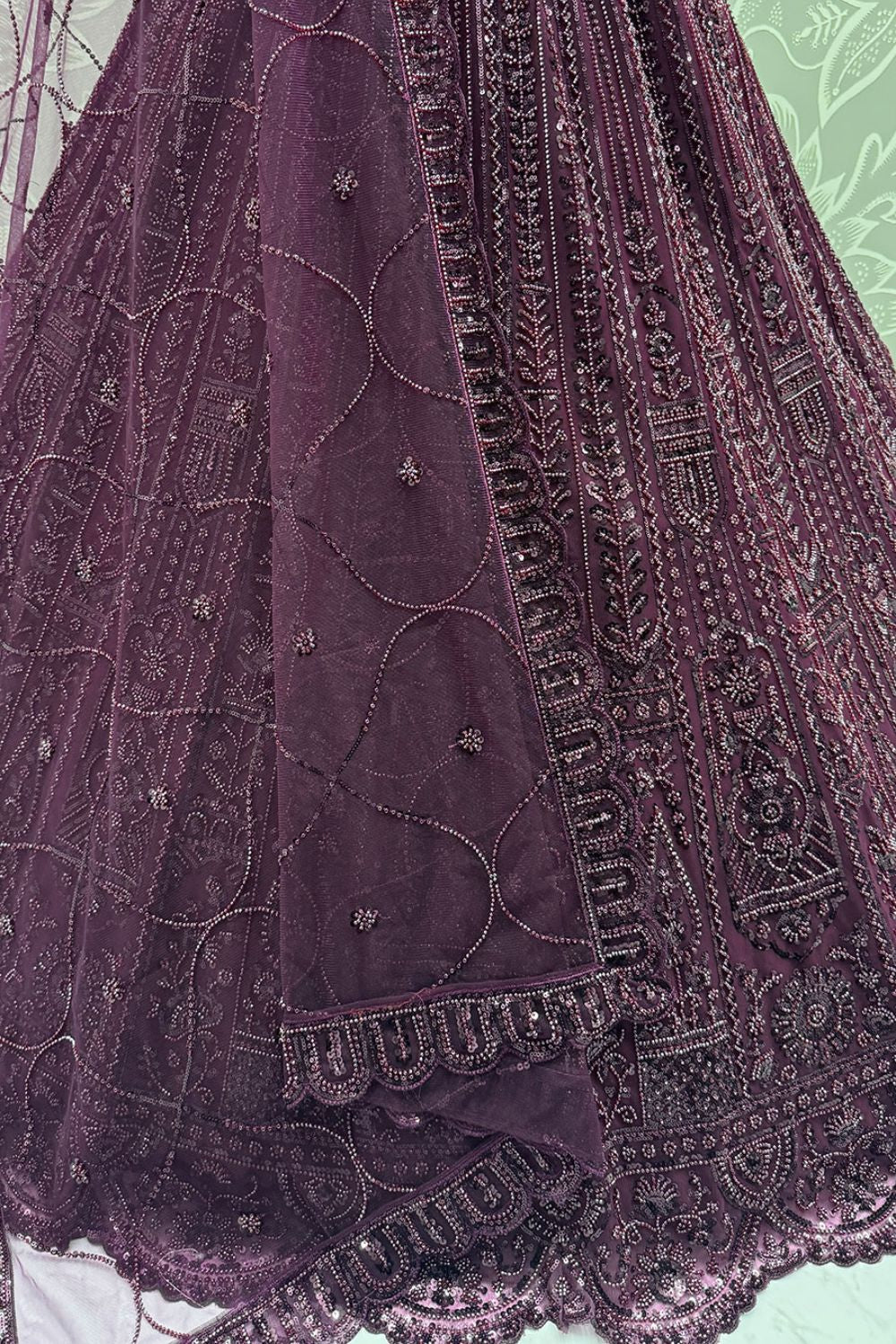 Purple Net Lehenga Choli - SFANJ3133