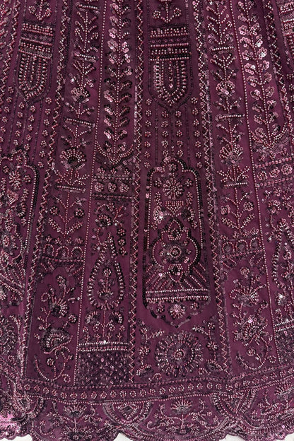 Purple Net Lehenga Choli - SFANJ3133