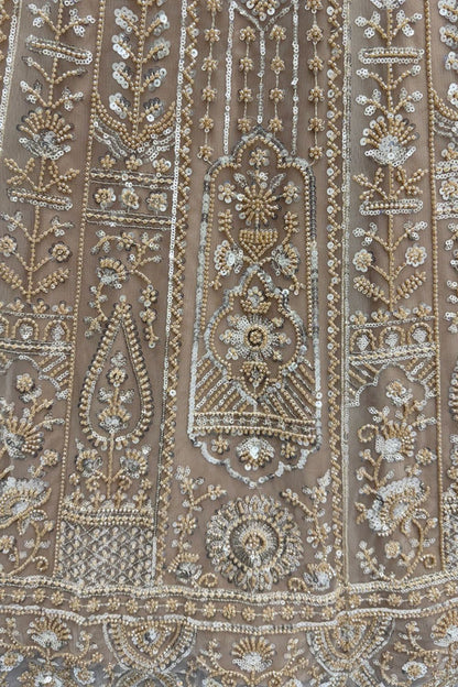 Beige Net Lehenga Choli - SFANJ3134