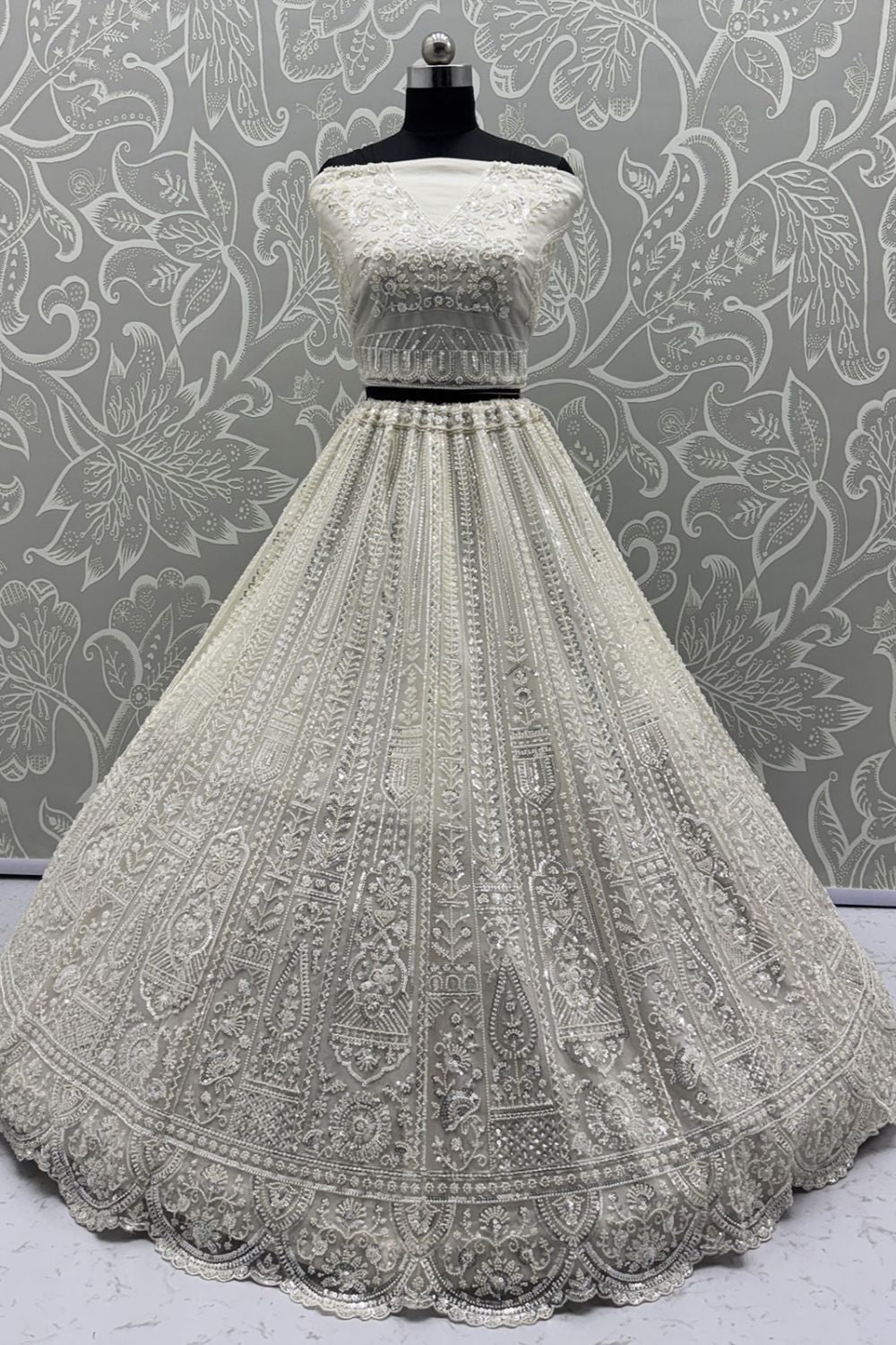White Net Lehenga Choli - SFANJ3136