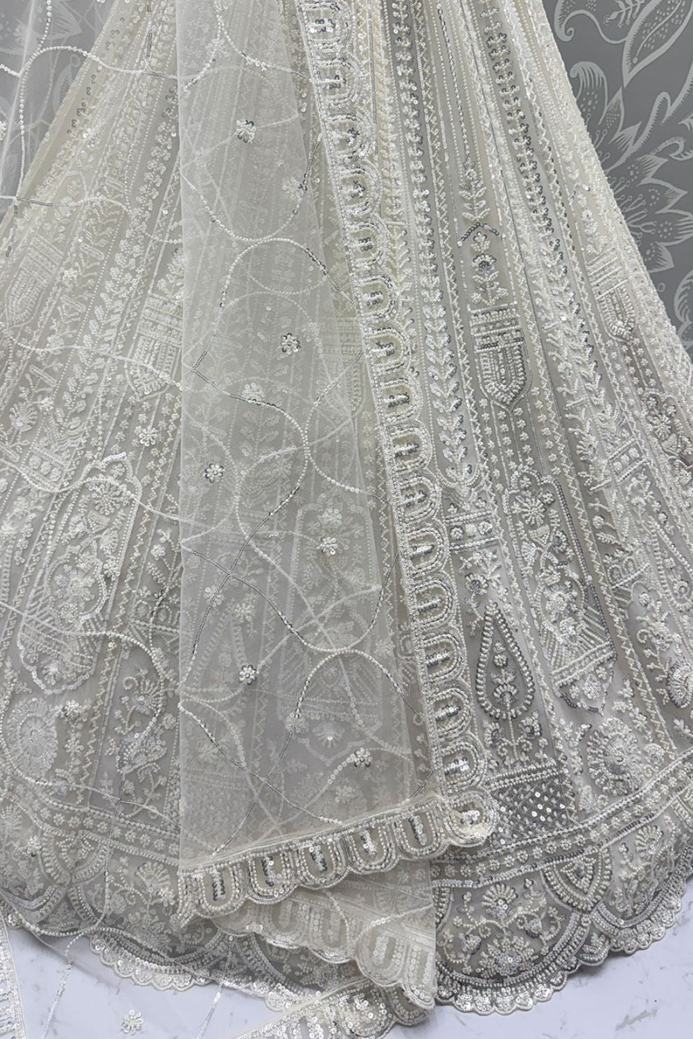 White Net Lehenga Choli - SFANJ3136