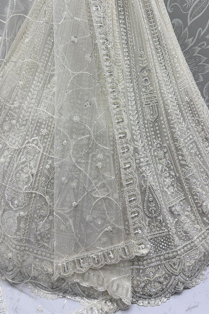 White Net Lehenga Choli - SFANJ3136