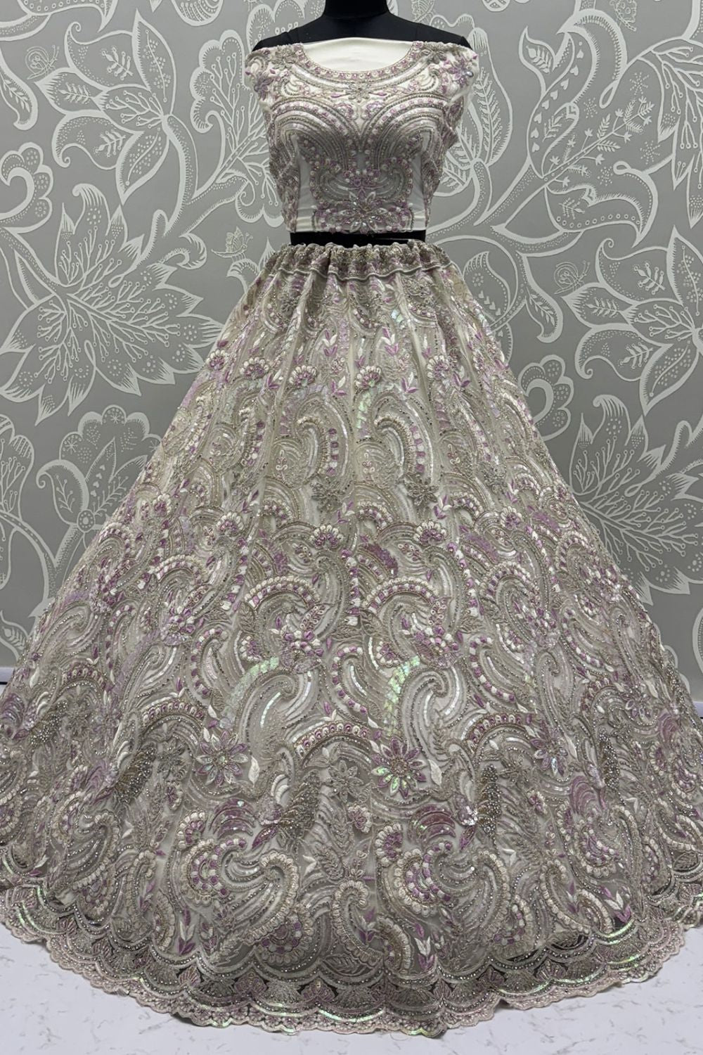 White Net Lehenga Choli - SFANJ3138