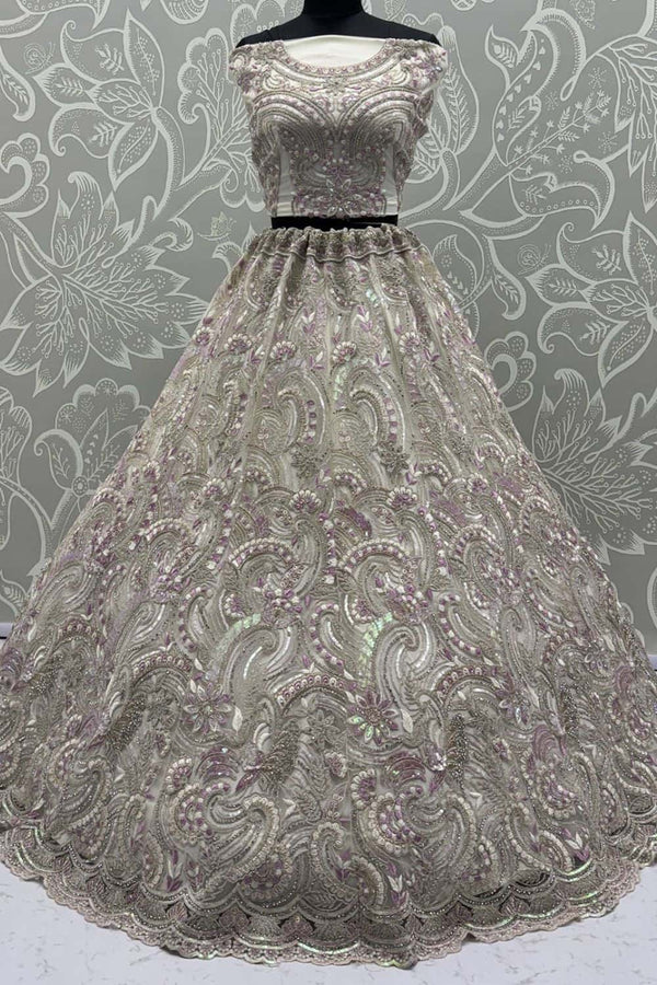 White Net Lehenga Choli - SFANJ3138
