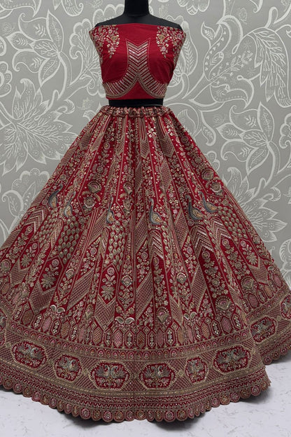 Red Bridal Wedding Silk Lehenga Choli SFANJ3141