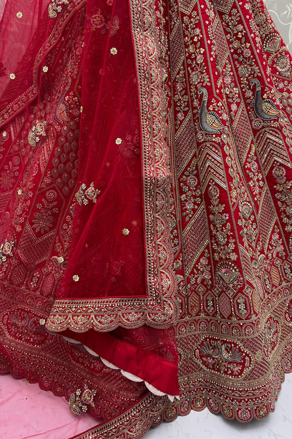 Red Bridal Wedding Silk Lehenga Choli SFANJ3141