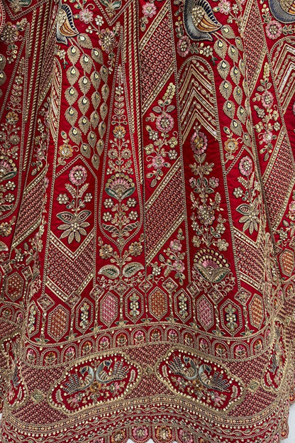 Red Bridal Wedding Silk Lehenga Choli SFANJ3141