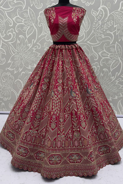 Pink Silk Bridal Lehenga Choli SFANJ3142