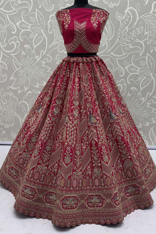 Pink Silk Bridal Lehenga Choli SFANJ3142