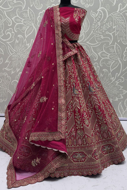 Pink Silk Bridal Lehenga Choli SFANJ3142