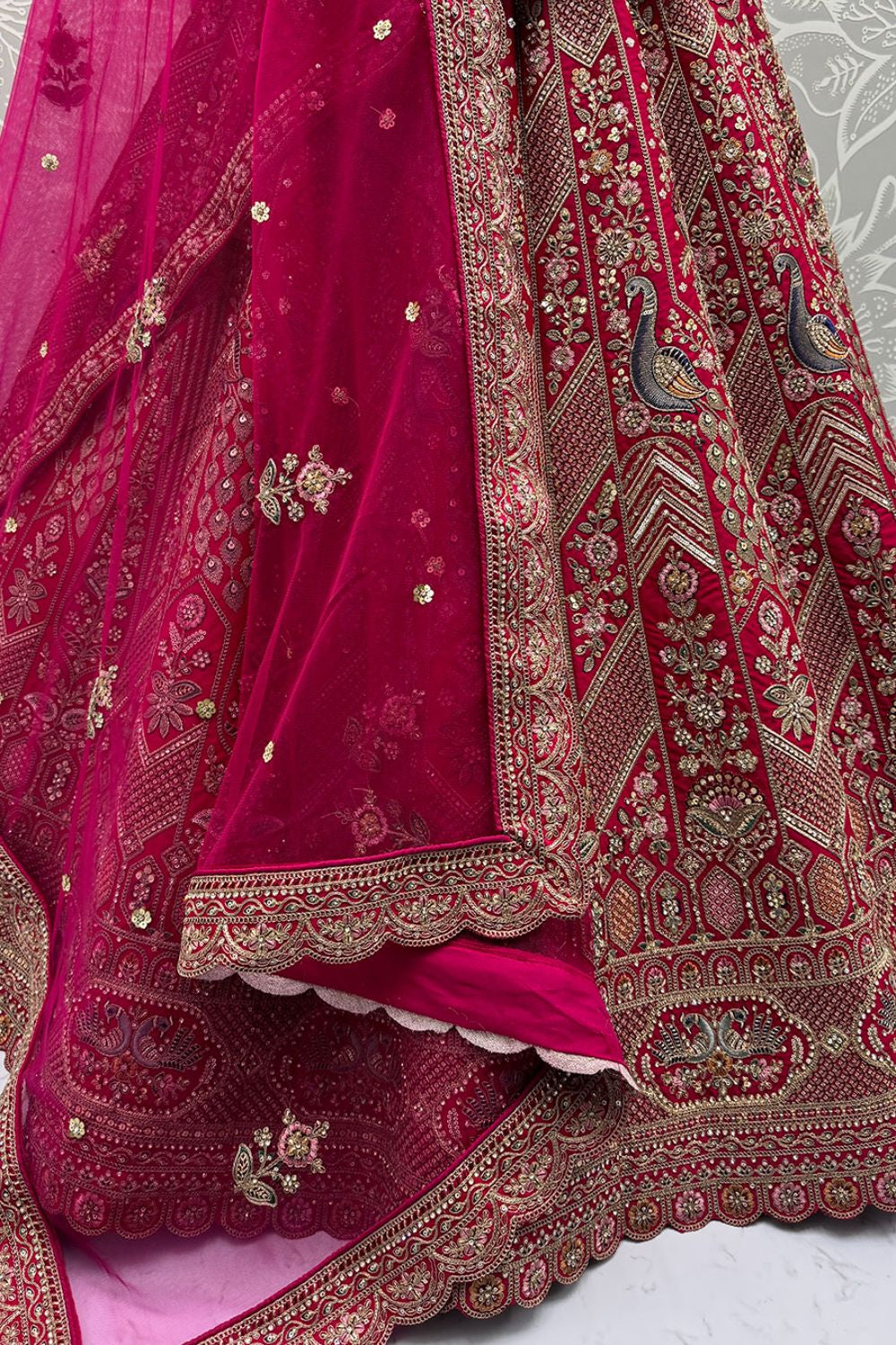 Pink Silk Bridal Lehenga Choli SFANJ3142