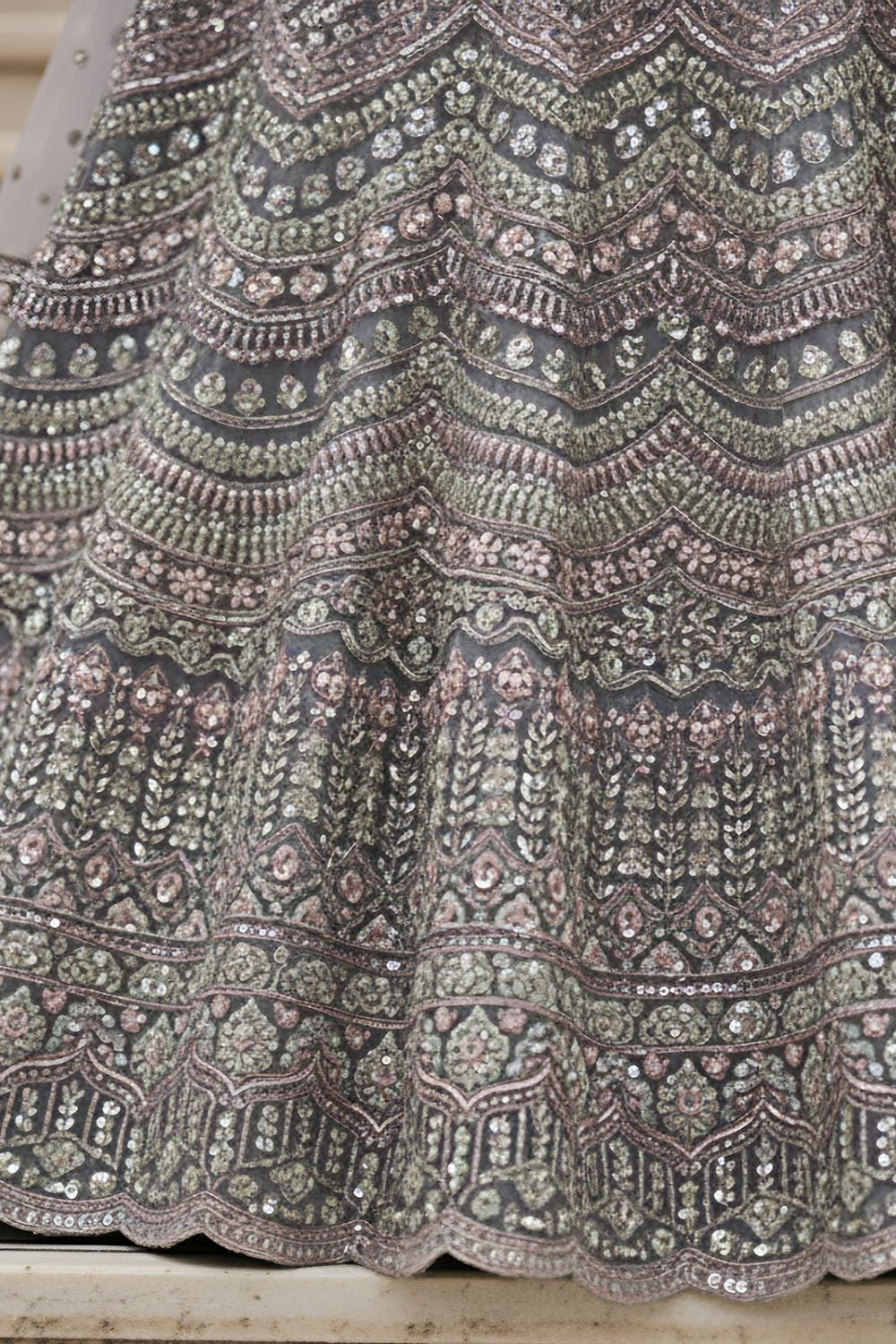 Grey Bridal Engagement Net Lehenga Choli SFANJ3203