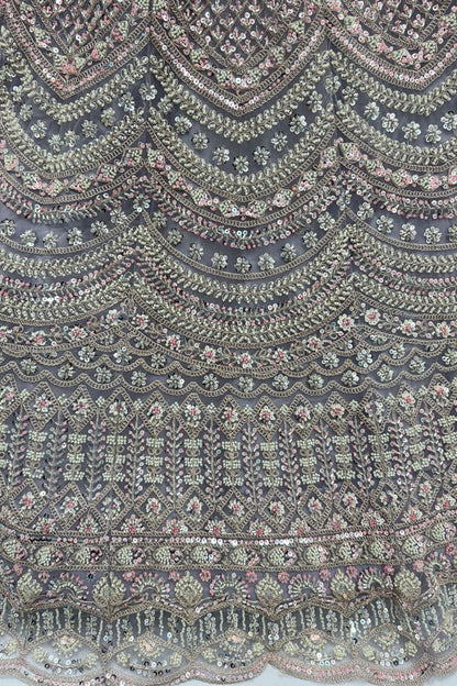 Grey Bridal Engagement Net Lehenga Choli SFANJ3203