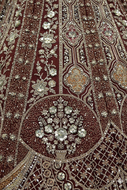 Brown Bridal Engagement Organza Lehenga Choli SFANJ3205