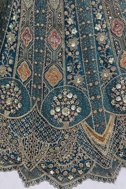 Firozi Bridal Engagement Organza Lehenga Choli SFANJ3206