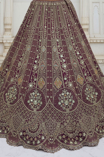 Purple Bridal Engagement Organza Lehenga Choli SFANJ3207