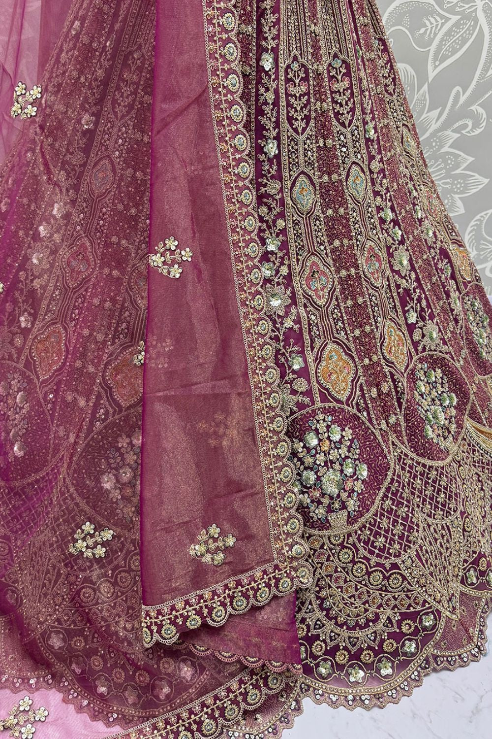 Purple Bridal Engagement Organza Lehenga Choli SFANJ3207