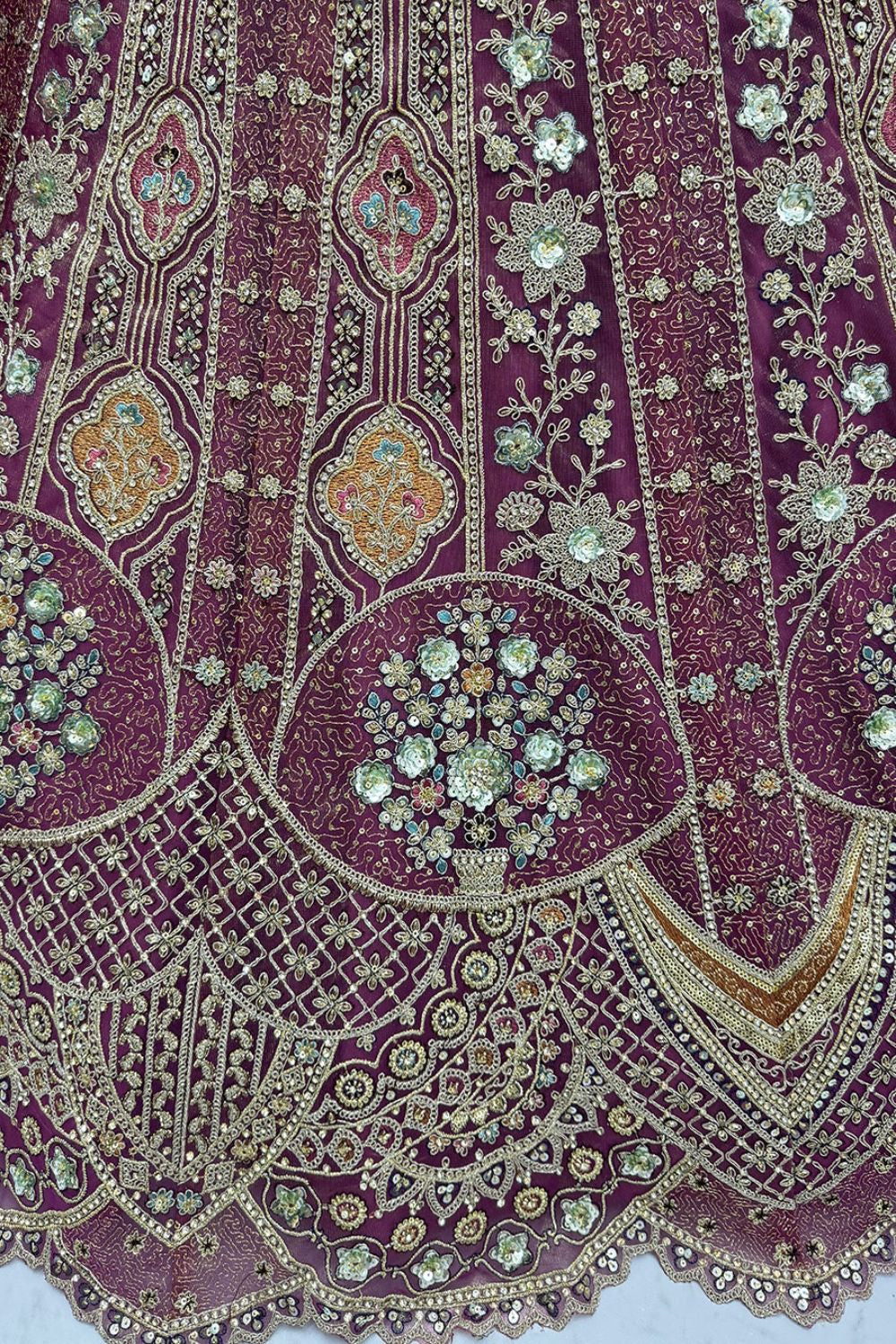 Purple Bridal Engagement Organza Lehenga Choli SFANJ3207