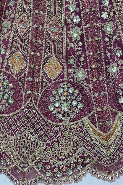 Purple Bridal Engagement Organza Lehenga Choli SFANJ3207