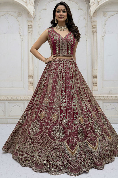 Pink Bridal Engagement Organza Lehenga Choli SFANJ3209