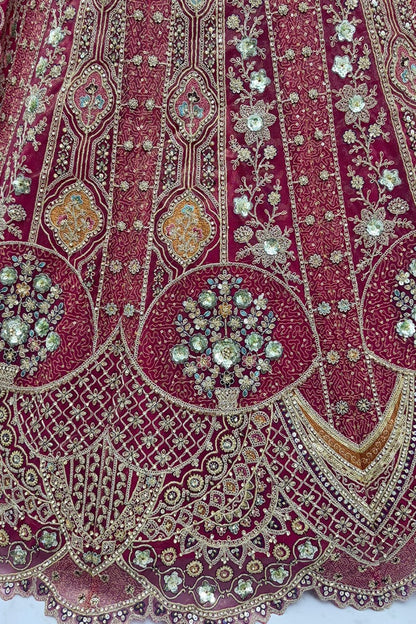 Pink Bridal Engagement Organza Lehenga Choli SFANJ3209