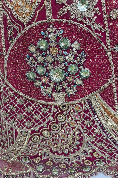 Pink Bridal Engagement Organza Lehenga Choli SFANJ3209