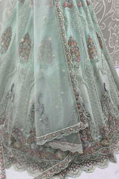 Blue Net Lehenga Choli - SFANJ3211