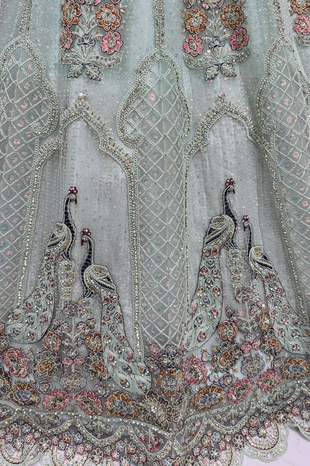 Blue Net Lehenga Choli - SFANJ3211