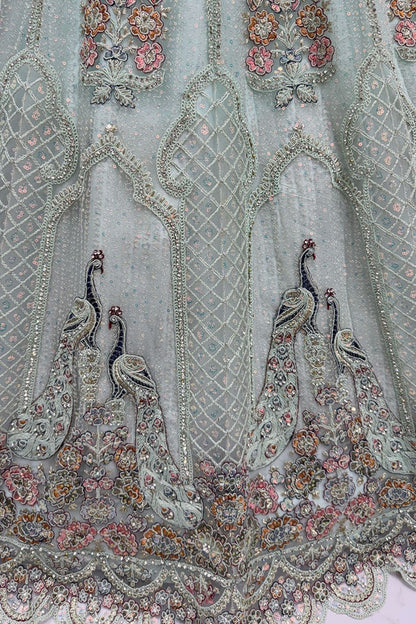 Blue Net Lehenga Choli - SFANJ3211