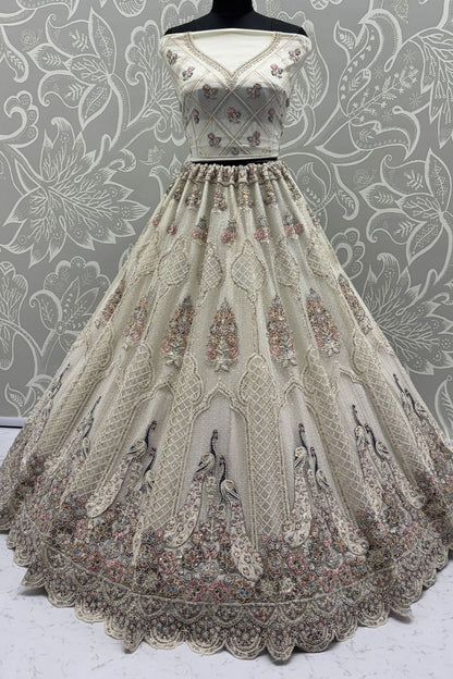White Net Lehenga Choli - SFANJ3212