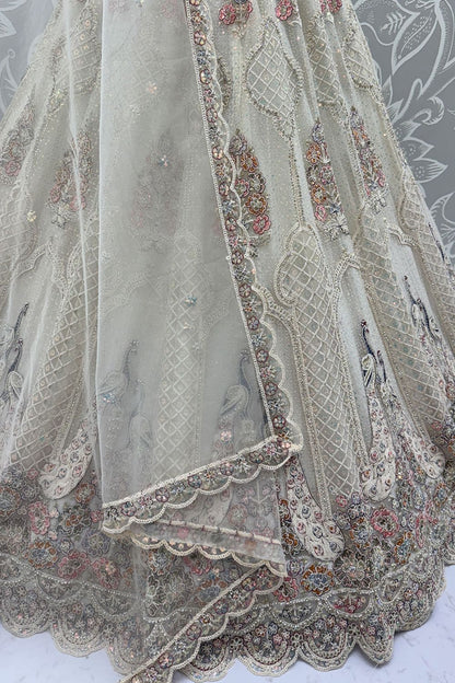 White Net Lehenga Choli - SFANJ3212