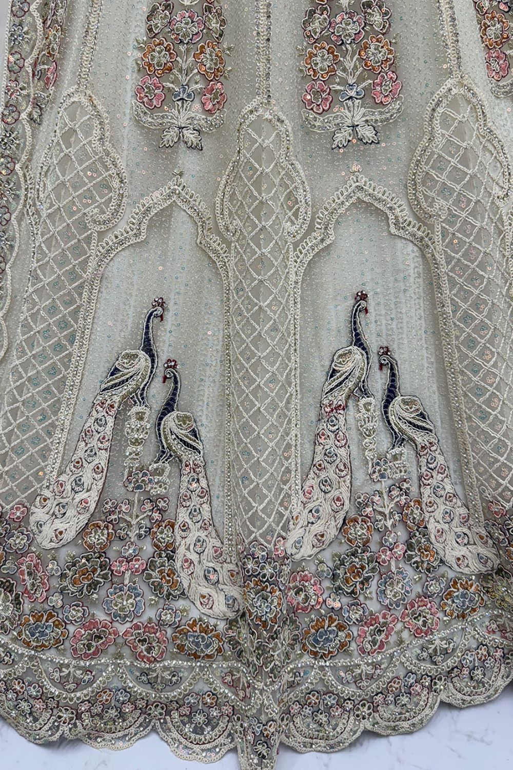 White Net Lehenga Choli - SFANJ3212