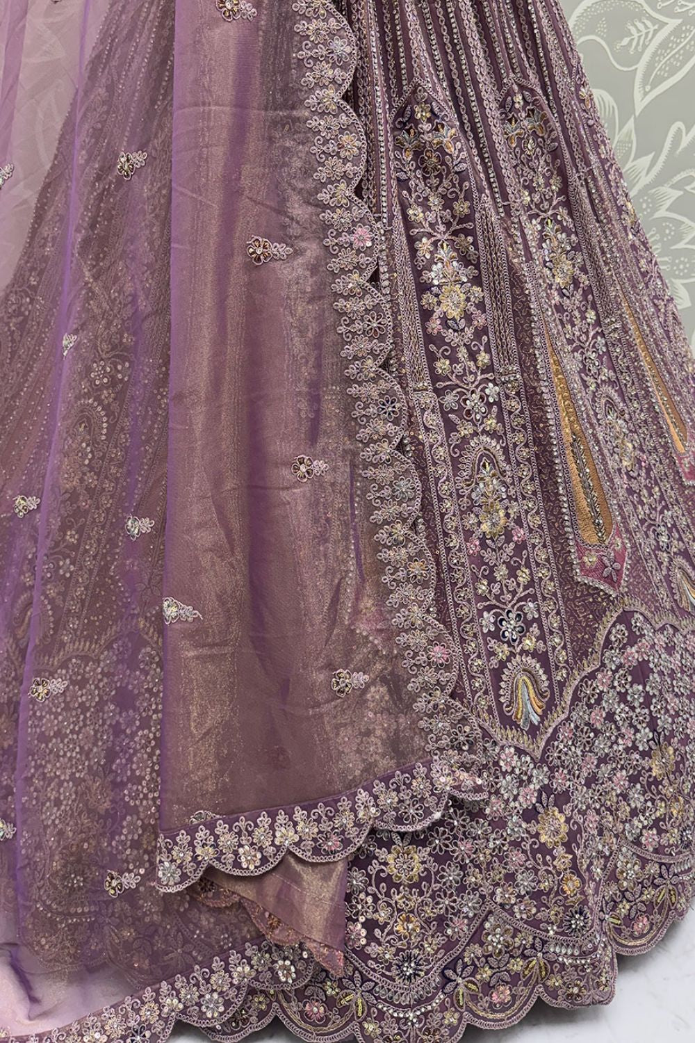 Purple Net Lehenga Choli - SFANJ3213