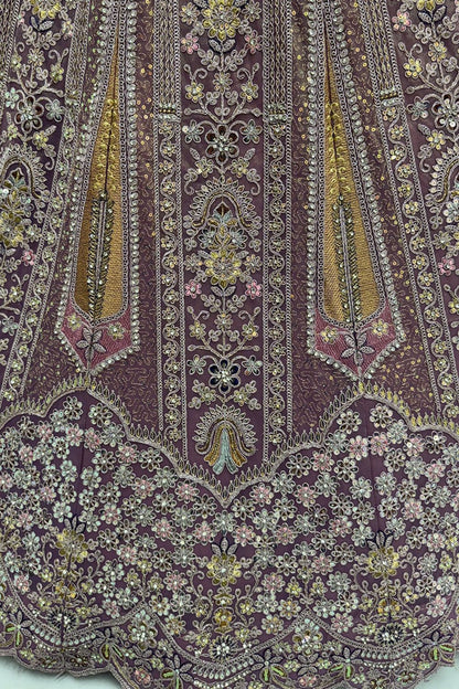 Purple Net Lehenga Choli - SFANJ3213