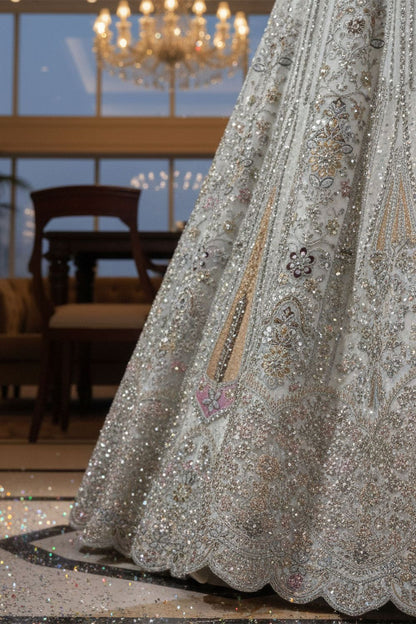 White Net Lehenga Choli - SFANJ3215