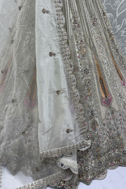 White Net Lehenga Choli - SFANJ3215