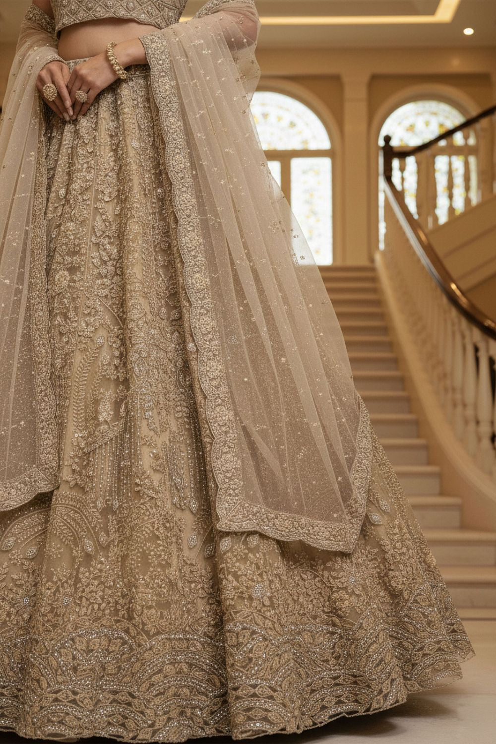 Golden Net Lehenga Choli - SFANJ3217