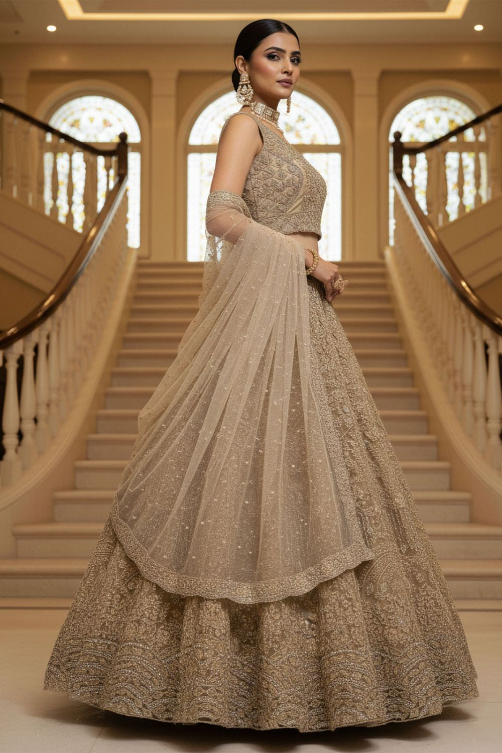 Golden Net Lehenga Choli - SFANJ3217