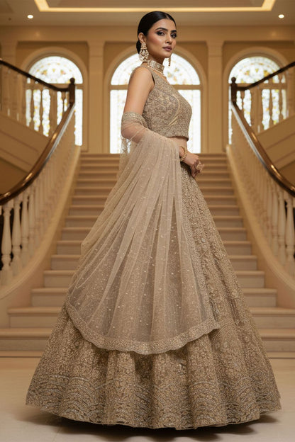 Golden Net Lehenga Choli - SFANJ3217