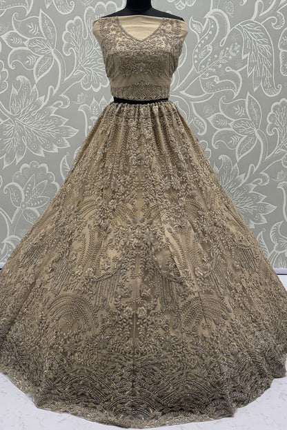 Golden Net Lehenga Choli - SFANJ3217