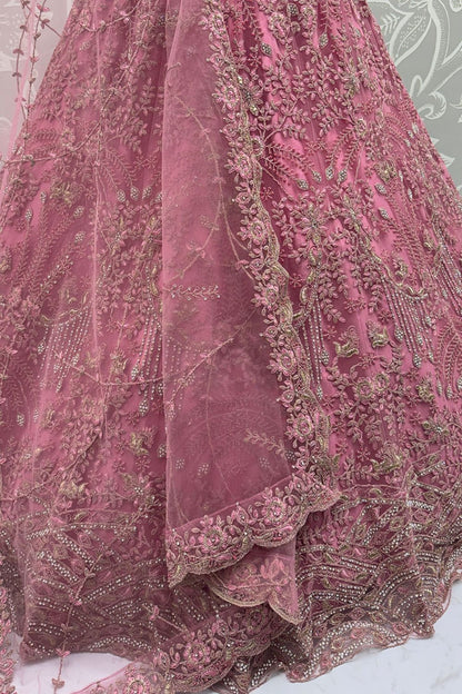 Pink Net Lehenga Choli - SFANJ3218