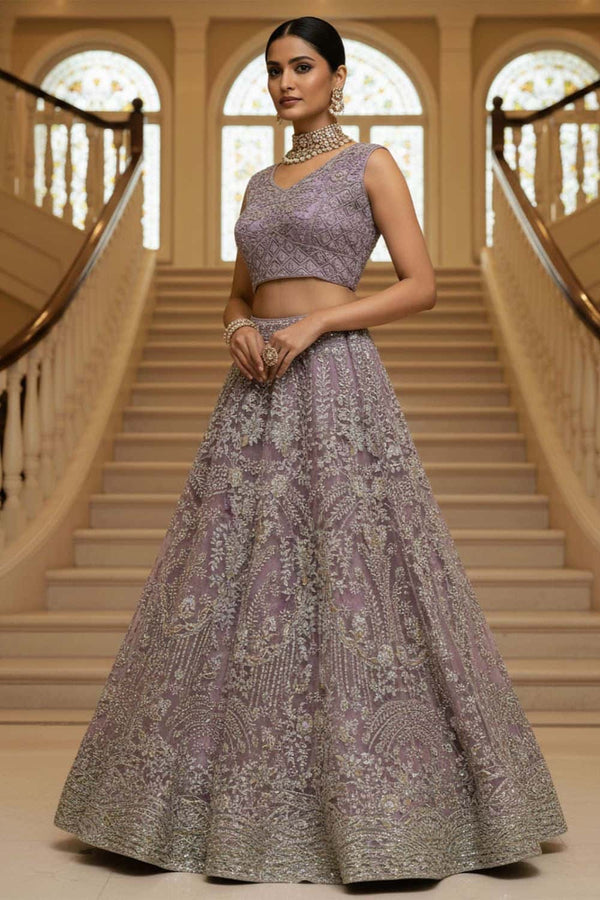 Pink Net Lehenga Choli - SFANJ3219
