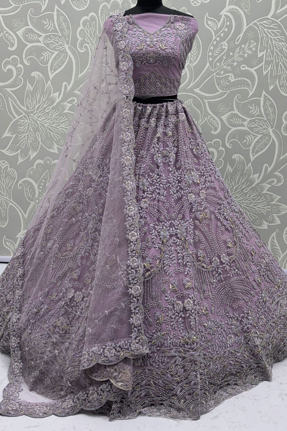 Pink Net Lehenga Choli - SFANJ3219