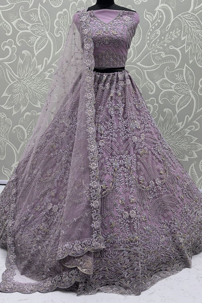 Pink Net Lehenga Choli - SFANJ3219